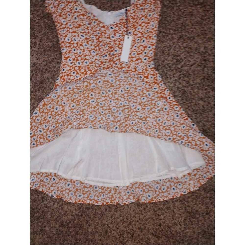 NWT Olivaceous Floral Mini Dress Medium Ruched Tie Front Flutter Sleeve - Picture 4 of 8